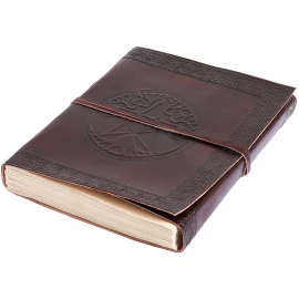 Large Brown Leather Notepad with Pentagram, 20x25cm